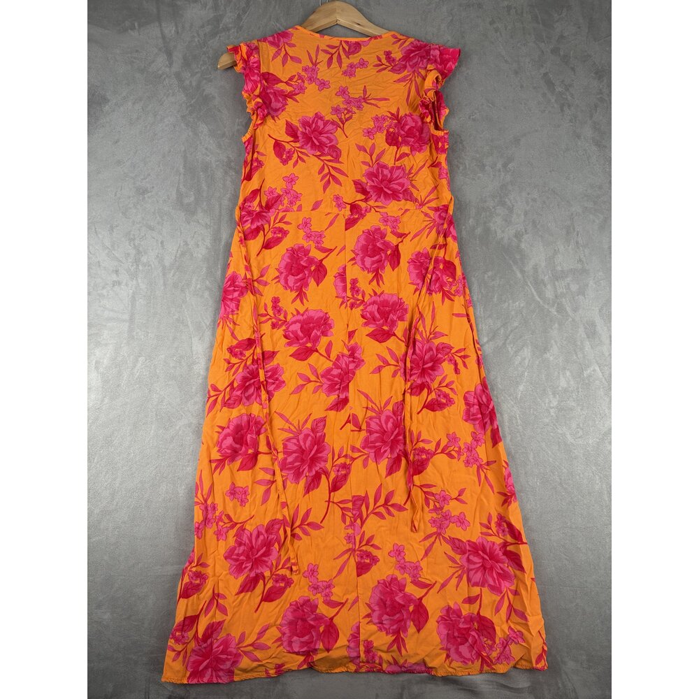 Nobody's Child Floral Orange Pink Maxi Dress Size 6 - Picture 3 of 10